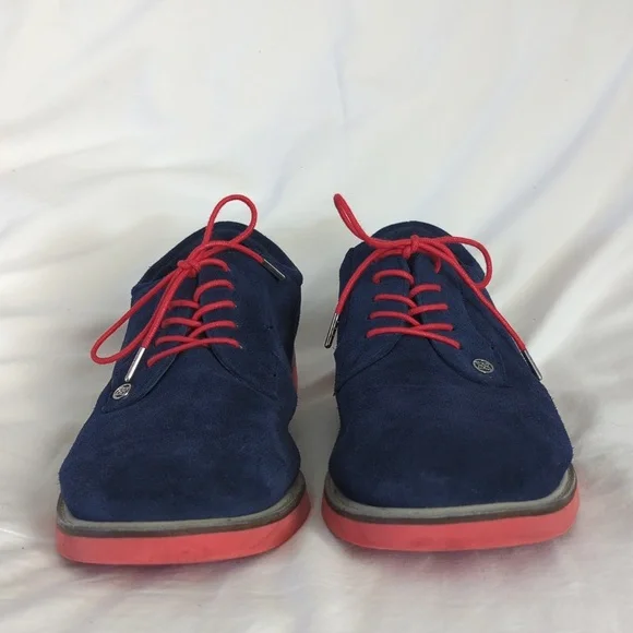 G/FORE Gallivanter Men's Suede Golf Shoes Navy/Red Spikeless-read Size Guideline - Picture 4 of 9